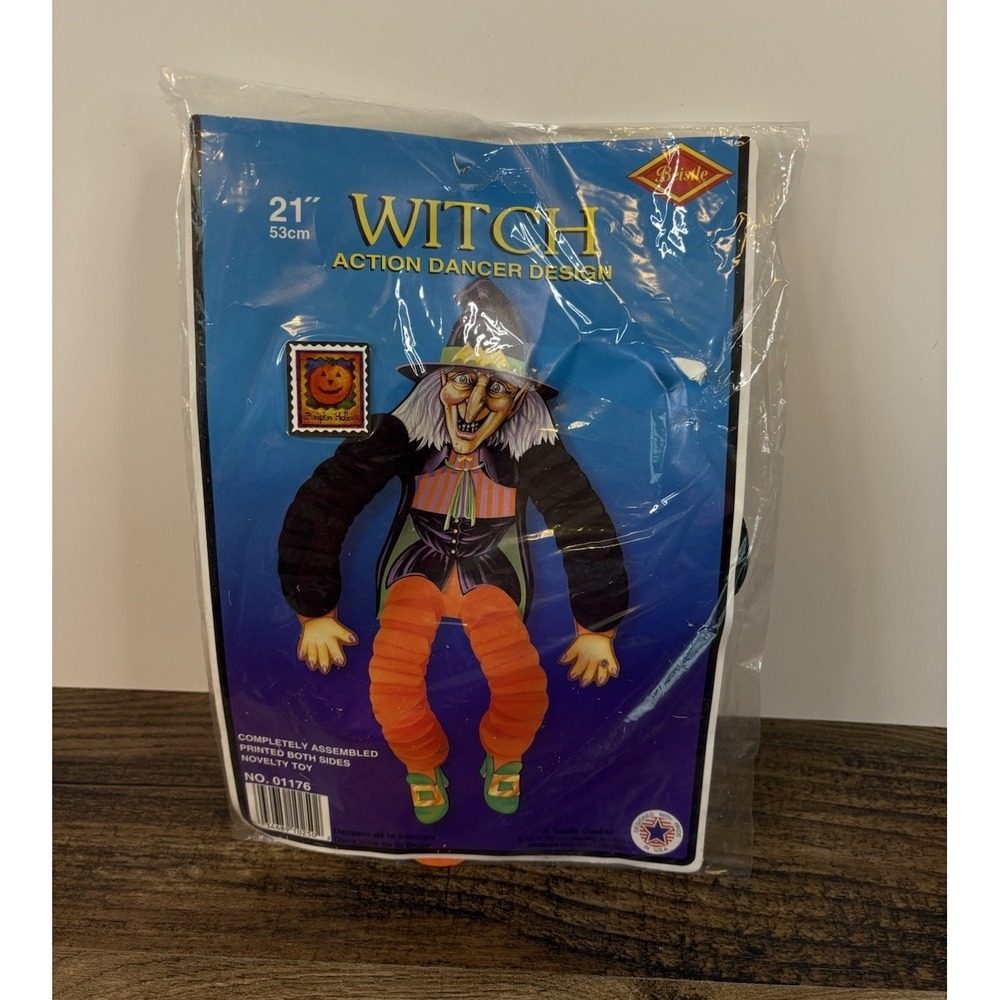 Vintage Beistle Jointed 21" Wicked Witch Die Cut Halloween Hang In Package